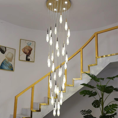 Modern LED 36-Lights Chandelier High Ceiling Hanging Fixture for Entryway Staircase Foyer Hallway Dining Room