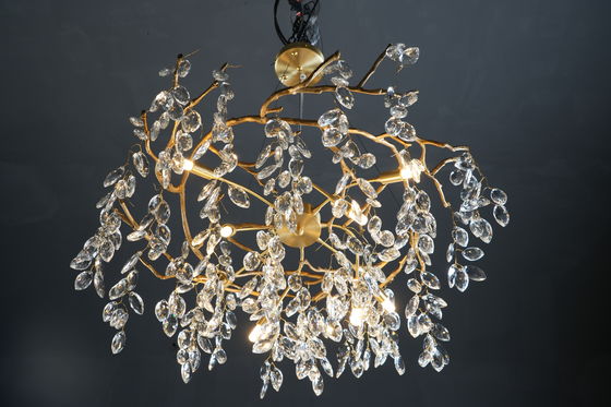 Decoration Chandelier Duplex Living Room Leaf Branch Crystal Chandelier Round Villa Hotel Simple Atmosphere French Custom Luxury