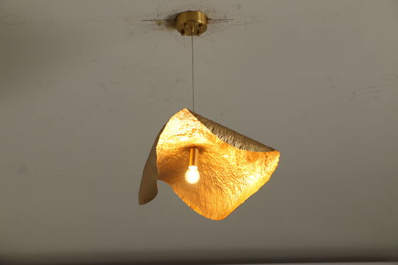 Golden Lotus Leaf Copper Chandelier, Modern Dining Room, Living Room, Handcrafted Hammer Copper Chandelier, Living Room