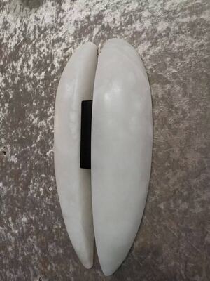 Natural Alabaster Stone Polished Gold Brass Dome Shape Pendant Lamp for Kitchen Island Hanging Light