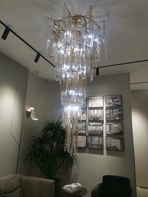 Luxury Crystal Chandelier Grand Staircase Foyer Lighting Oversized Cascading Drop High Ceiling Suspension Fixture