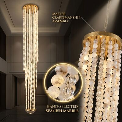 Designer Club Crystal Pendant Chandelier Light Custom Marble Hanging Fixture Luxury Lounge Decor