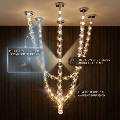 Grand Ballroom Chandelier Custom Made Crystal Ribbon European Style LED Pendant Lighting For Event Spaces