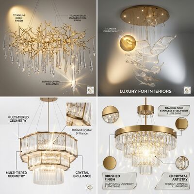 Commercial Pendant Light Custom Made Golden Metal Body Adjustable Color Temperature 3000-6500K For Office Space