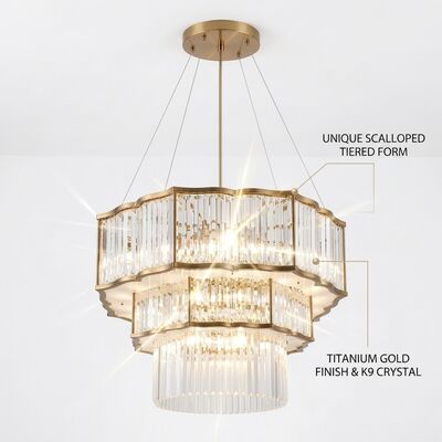 Staircase Custom Pendant Light Golden Metal Body Adjustable Color Temperature 3000-6500K For Villa