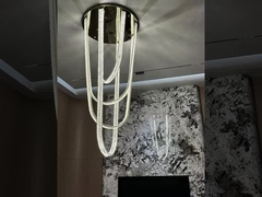 หลากชั้น โฟยเออร์ระดับสูง โฟยเออร์ขนาดใหญ่ วงจรตั้ง วงแหวน Pendant Light กันสนิม