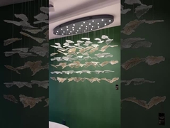 สไตล์นอร์ดิก โรงแรมตามสั่ง Lobby Villa ห้องเลี้ยง LED คริสตัลแชลเลียร์ Pendant Light สแตนเลส