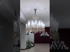 สไตล์นอร์ดิก โรงแรมตามสั่ง Lobby Villa ห้องเลี้ยง LED คริสตัลแชลเลียร์ Pendant Light สแตนเลส