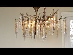 ขอแนะนำโคมไฟระย้าคริสตัลเหล็กปรับได้ 80 ซม. คริสตัลรมควันเพดาน ISO9001 240V สำหรับคุณ