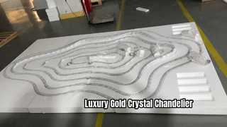 Custom Gold แหวนคริสตัลโคมระย้าขนาดใหญ่จี้ร่วมสมัย Light High-End Club Villa Luxury Fixt