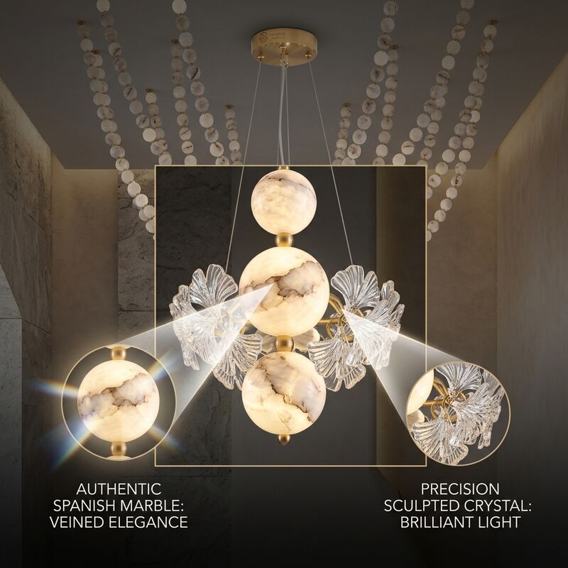 Designer Club Crystal Pendant Chandelier Light Custom Marble Hanging Fixture Luxury Lounge Decor