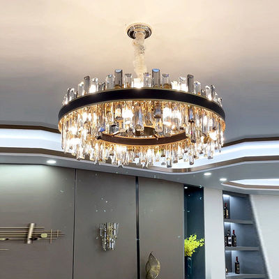 E14 หรูหรา โมเดิร์น คริสตัล แคนเดลเลียร์ ผิวหนังกันสนิม การตกแต่ง ดํา Pendant Light
