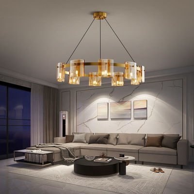 24in 40in โคมไฟเพดานตกแต่งที่ทันสมัยแสงทองแดง Electroplated Minimalist Chandelier