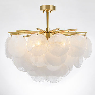 White Frosted Glass Disk Chandelier โคมไฟแขวนแก้ว E27 60w สำหรับห้องครัว ODM