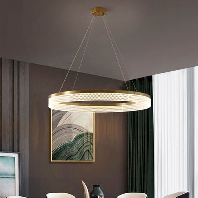 Tricolor Modern Ring Chandelier ไฟจี้วงแหวนคู่แบบหรี่แสงได้พร้อมโป๊ะอะคริลิก