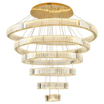 หลากชั้น โฟยเออร์ระดับสูง โฟยเออร์ขนาดใหญ่ วงจรตั้ง วงแหวน Pendant Light กันสนิม