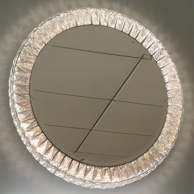 กระจกเงาคริสตัล LED สแตนเลส กระจกโต๊ะเครื่องแป้งคริสตัลพร้อมไฟ