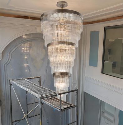 Nordic Purple Crystal Chandelier Lighting For Staircase Hotel Custom Wedding Lobby ขนาดใหญ่