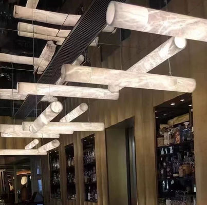 โรงแรมตามสั่ง ภายในบ้าน ดีโกะ โมเดิร์น ห้องอาหารแขวน Pendant Light Nordic Luxury ทองแดง Alabaster Linear Big Chandelier