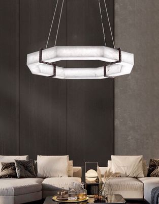 สเปนมาร์บอร์ สถาปัตย์ Alabaster Landelier Alabaster ใหญ่ Infinity Landelier มาร์บอร์ Pendant Lighting บ้านตกแต่ง