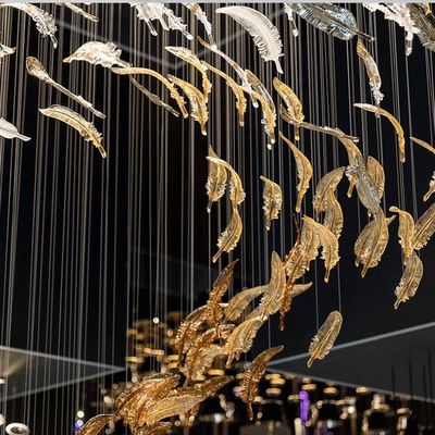 ขายปลีก รุ่นโมเดิร์นลักชัวร์ ดอกไม้ใบทรงสีแดง กระจกกระจกพัด Chihuly Murano กระจกกระจก อะไหล่