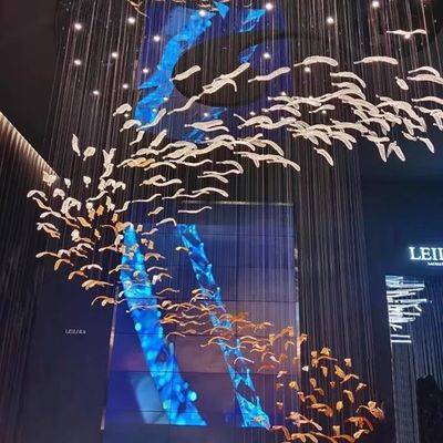 โครงการ Custom โรงแรมล็อบบี้ วิลล่าห้างสรรพสินค้าบันไดแขวนมือ กระจกเป่าขนนกใบ Led วงจรแสง Pendant