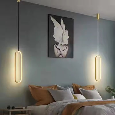 สายสมัย สีดําทอง Pendant Light วิลล่า Duplex ห้องนั่งเล่น ห้องนอน อาหาร บ้านตกแต่ง LED วงจร