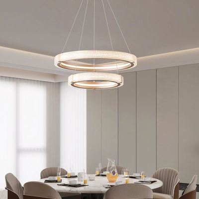 โมเดิร์นน นอร์ดิก คริสตัล วงจรแสงสว่าง Creative Double Ring Hanging วงจรแสงสว่าง Dimmable 3CCT LED ทรายเหล็กอะคริลิค