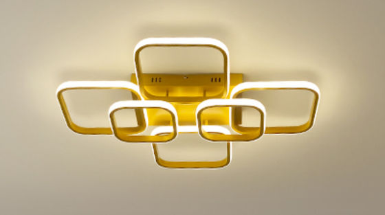 การควบคุมทางไกล สไตล์อเมริกันโมเดิร์น หัวหกสี่เหลี่ยม LED Studio Acrylic Ceiling Light 2-