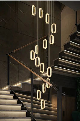3200-6500K ไฟ LED เปลี่ยนสีสามสี โครงไฟโมเดิร์น ไฟหรู อะคริลิค โอวาล Pendant สําหรับบ้านและร้านอาหาร