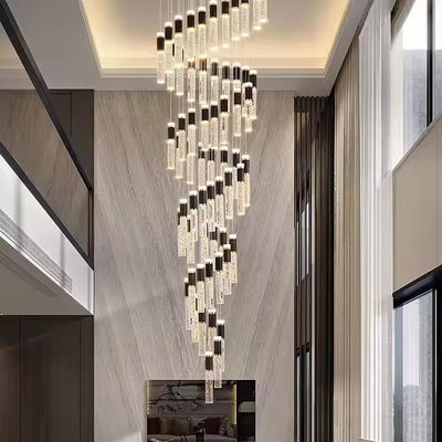 วิลล่าคริสตัลที่สวยงาม ระดับบันไดหมุนแสง Pendant โฮเต็ลที่ทันสมัย ห้องนั่งเล่นง่าย Duplex วงจรแสง Led ระดับบันได