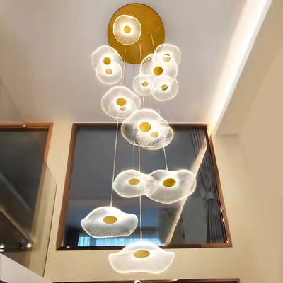 โมเดิร์น โลตัส เลฟ ดีไซน์ LED Ceiling Acrylic Light Staircase Luxury Home การประดับบ้าน