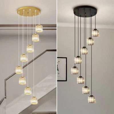 วิลล่า Hollow Iron Chandelier ทอง/ดํา โมเดิร์น มินิมาลิสต์ คริสตัล ลําบันแสง