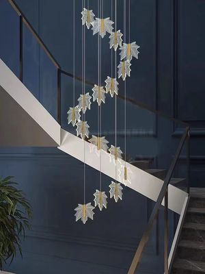 โมเดิร์น Led Simple Art ใบอะคริลิค แดงเพชรทอง บ้าน โรงแรมบันได ห้องอาหาร แต่งงาน แสงแขวน