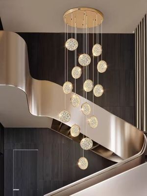 โรงแรมหรูหรา โลบี้ตกแต่งทองคํา ขนาดใหญ่ ปรับแต่งทันสมัย Led Ceiling Chandelier