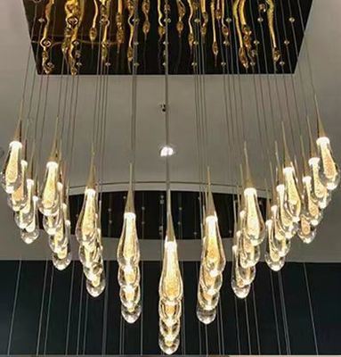 วิลล่าภายใน โรงแรม บ้าน G4 หลอดชนิดอลูมิเนียมน้ําตก วิลล่าบันได LED คริสตัลแคนดเลียร์
