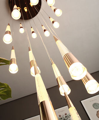 บ้านหรูหราตกแต่ง วิลล่าโมเดิร์น ห้องรับแขก โรงแรมแขวน Pendant Light อลูมิเนียมกลม LED Patch Bulb ประเภท Double Head Fried Flower Bubble Chandelier