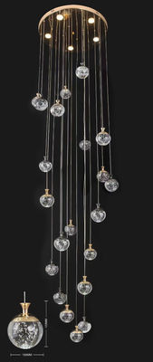 Apple Hanging Pendant Light Staircase Crystal Chandelier New Villa Hollow High Living Room Chandelier ระดับบันไดหมุน ระดับบันไดยาว