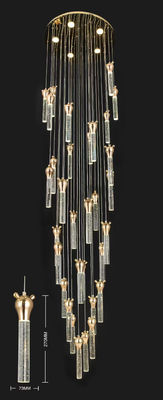 หัวหมีบันไดคริสตัล ไฟ Luxury Long Chandelier Rotating Duplex Modern Simple Villa Apartment Pick ห้องนั่งเล่นว่าง Chandelier ใหญ่
