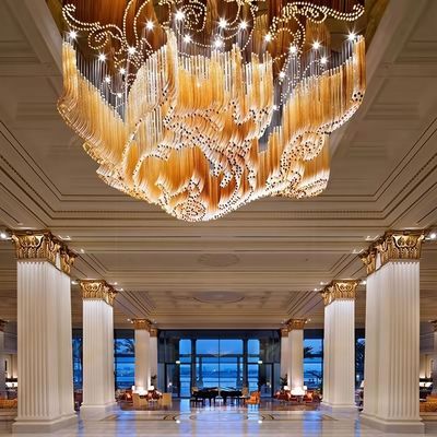 Custom Big Large Hotel Lobby ห้องเลี้ยง มูราโน่ กระจกแขวนแสง โมเดิร์นหรูหรา วงหรูสําหรับตกแต่งห้องแต่งงาน