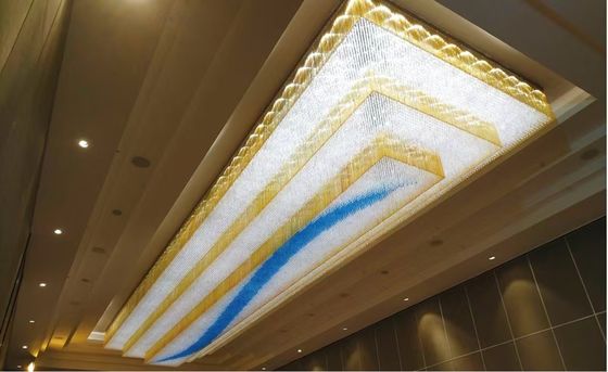 ขนาดใหญ่ สี่เหลี่ยม Custom โมเดิร์น LED Gloss K9 วิศวกรรม หอรับแขก โรงแรม คริสตัลแชลเลียร์