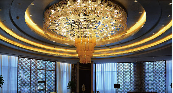 สไตล์ปอสต์โมเดิร์น Custom Chandelier โรงแรม โลบี้ ศูนย์ธุรกิจ คริสตัลขนาดใหญ่ Luxury Round Water Drop Pendant LED Ceiling Light