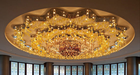 โคมไฟระย้าคริสตัล LED ทรงกลมสีทอง หรูหรา ทันสมัย สำหรับห้องครัว บันได โรงแรม ห้องนั่งเล่นขนาดใหญ่ เพดาน