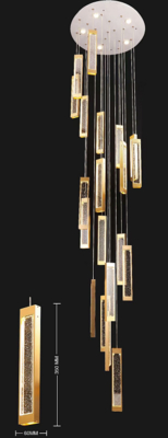 โมเดิร์นใหม่หรู ทองคํา แสงคริสตัล วงจรแสง ล็อฟท์ LED วงจรแสง โรงแรม Lobby ระดับบันได ราคาสูง วงจรแสง