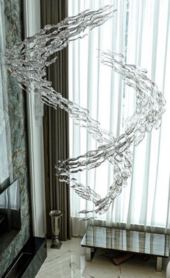 โครงการโคมไฟสมัยใหม่ แชนเดอเลียร์ โคมไฟแก้ว แชนเดอเลียร์ขนาดใหญ่ ไฟห้องโถงจัดเลี้ยงของโรงแรม