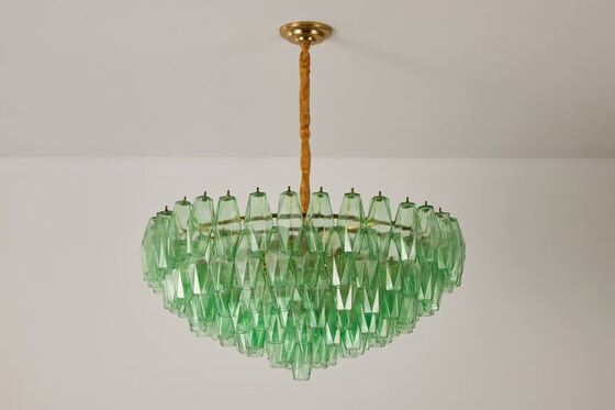 โคมไฟระย้าแก้วสีน้ำเงินเข้มทำมือพร้อมการเคลือบทองเหลืองสำหรับห้องนั่งเล่น ห้องรับประทานอาหาร ห้องนอน