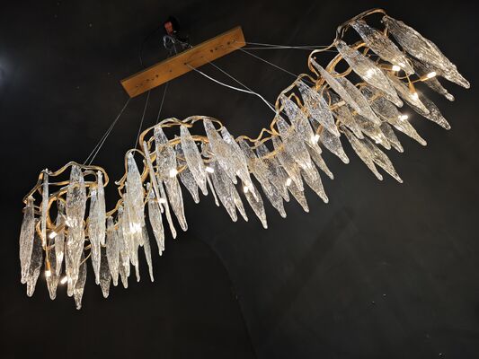 Art Deco Gold Electroplated จี้คริสตัลโคมระย้าหรูหรา Deluxe ห้องจัดเลี้ยง VIP Lounge โคมไฟเพดาน