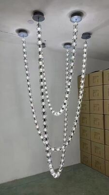 เทเลอร์เมดทองคริสตัลริบบิ้นโคมระย้าวงรีโมเดิร์นยุโรปตกแต่งห้องจัดเลี้ยงวิศวกรรมแสง