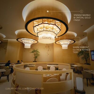 สเปน มาร์บอร์หรู คริสตัลแชนเดลเลียร์ Custom ขนาดใหญ่ Foyer Pendant Light สําหรับโรงแรม วิลล่า คลับ