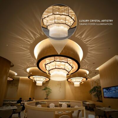มาร์บอร์หลายชั้น คริสตัลแชร์เลียร์ Custom ใหญ่ Foyer Pendant Light โรงแรม วิลล่า คลับ